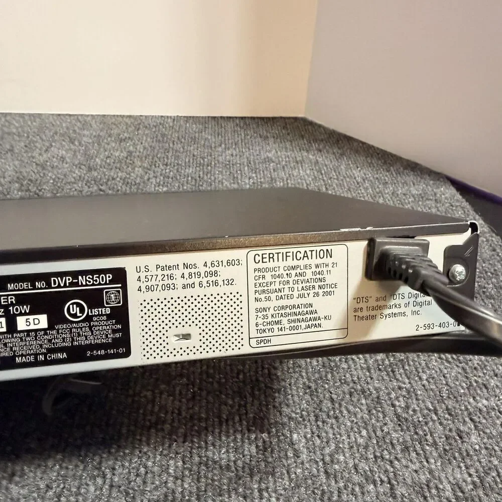 Sony DVD Player Black DVP-NS50P Progressive Scan Component S-Video Compact Dolby